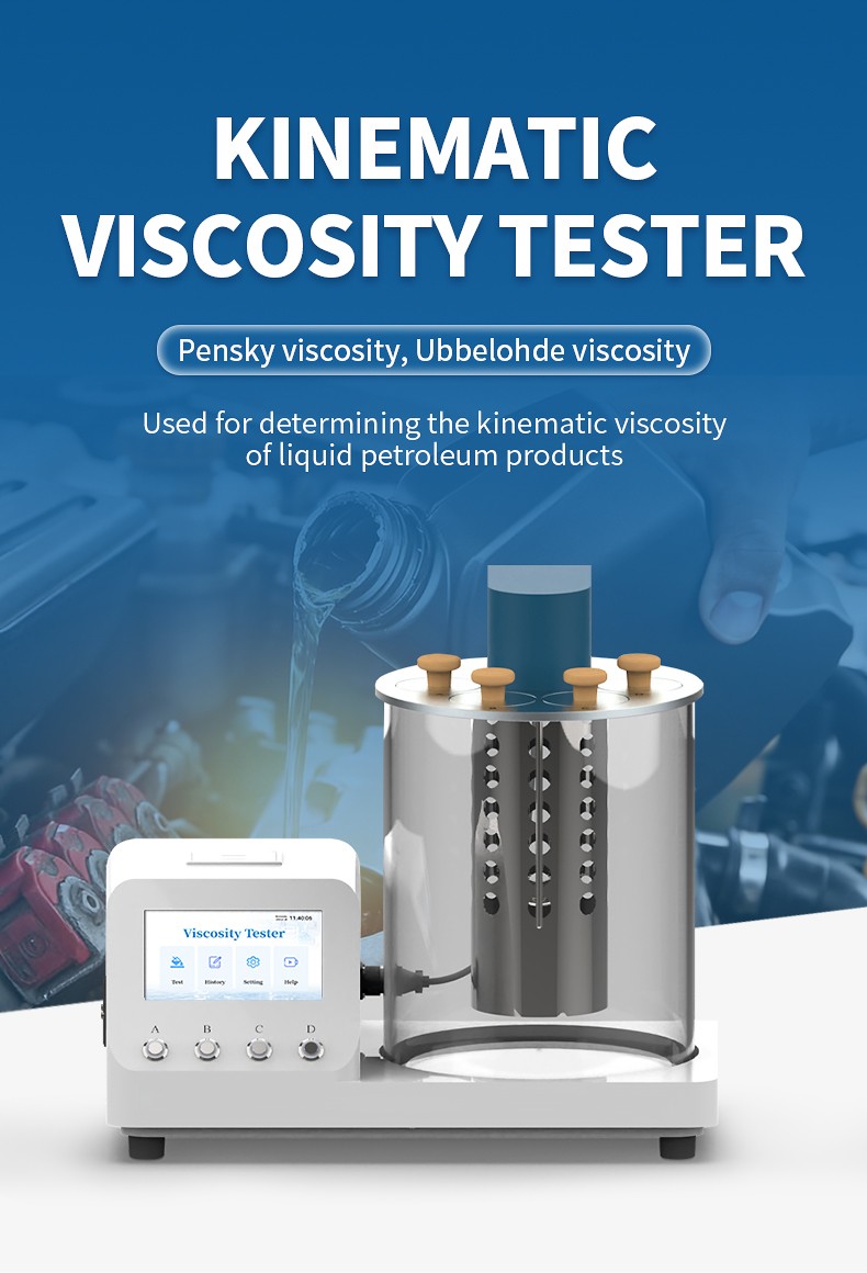 Kinematic viscosity tester with constant temperature glass bath and capillary measurement ports
