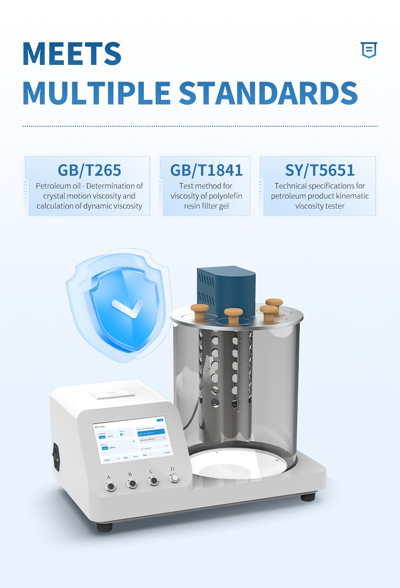 Compliance with kinematic viscosity testing standards including GB/T265 GB/T1841 and SY/T5651