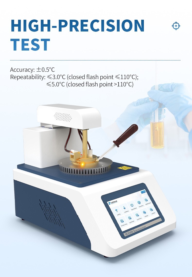 Flash point tester accuracy and repeatability illustration