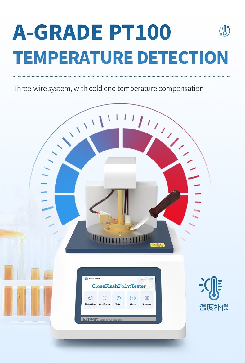 Flash point tester three-wire PT100 temperature sensing